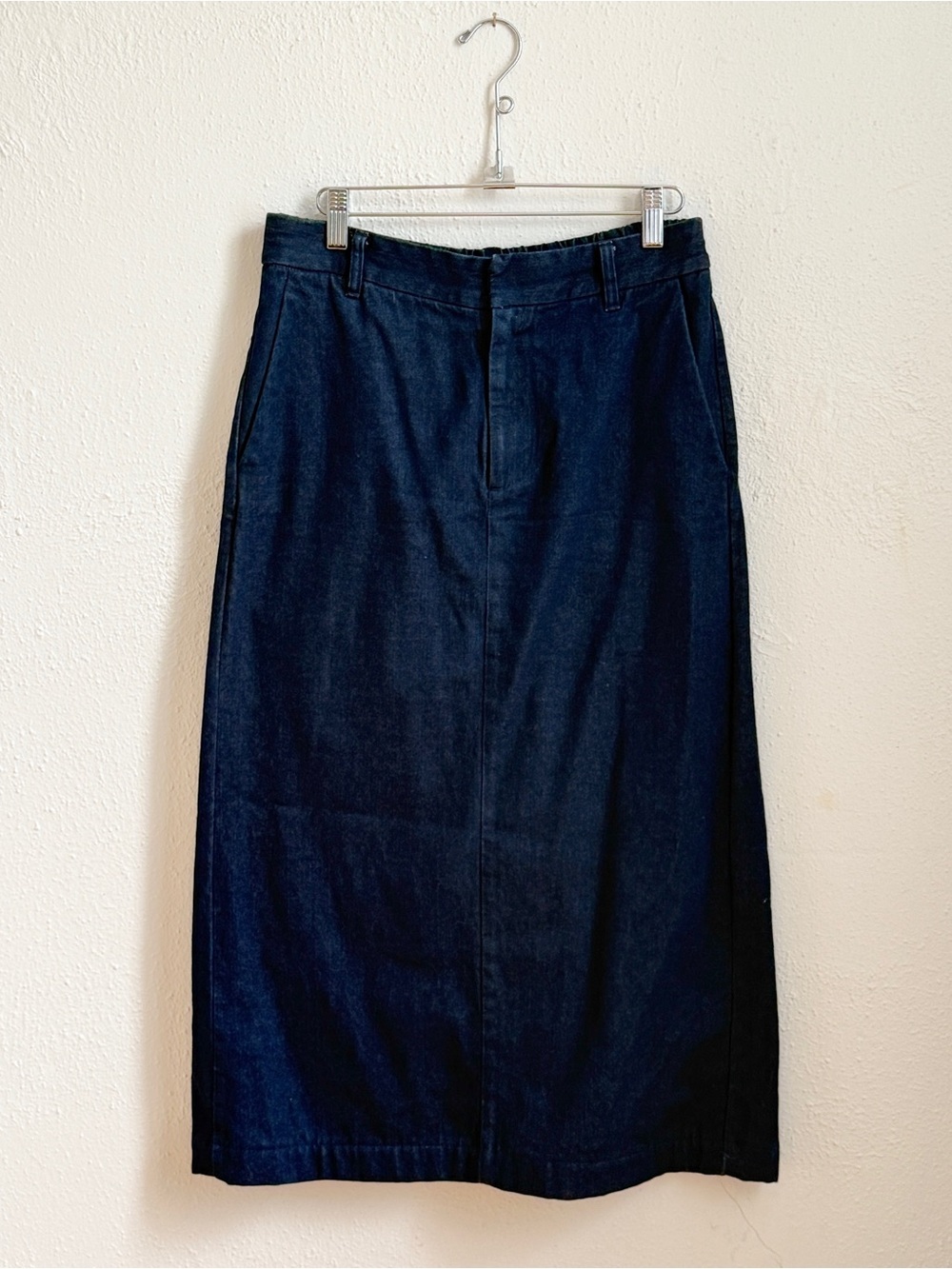 Muji Dark Denim Midi Skirt - Size Medium